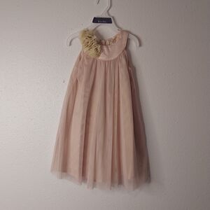 Richie House Pink Dress with Floral Detail